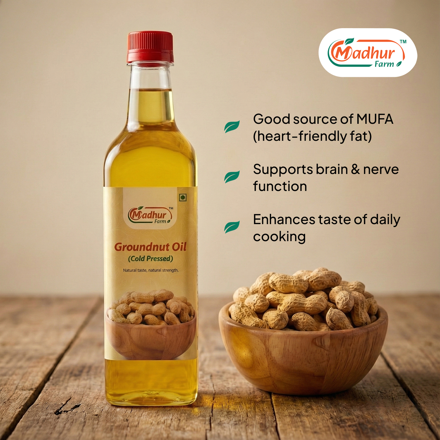 Madhurfarm Woodpress Groundnut Oil 500 ML