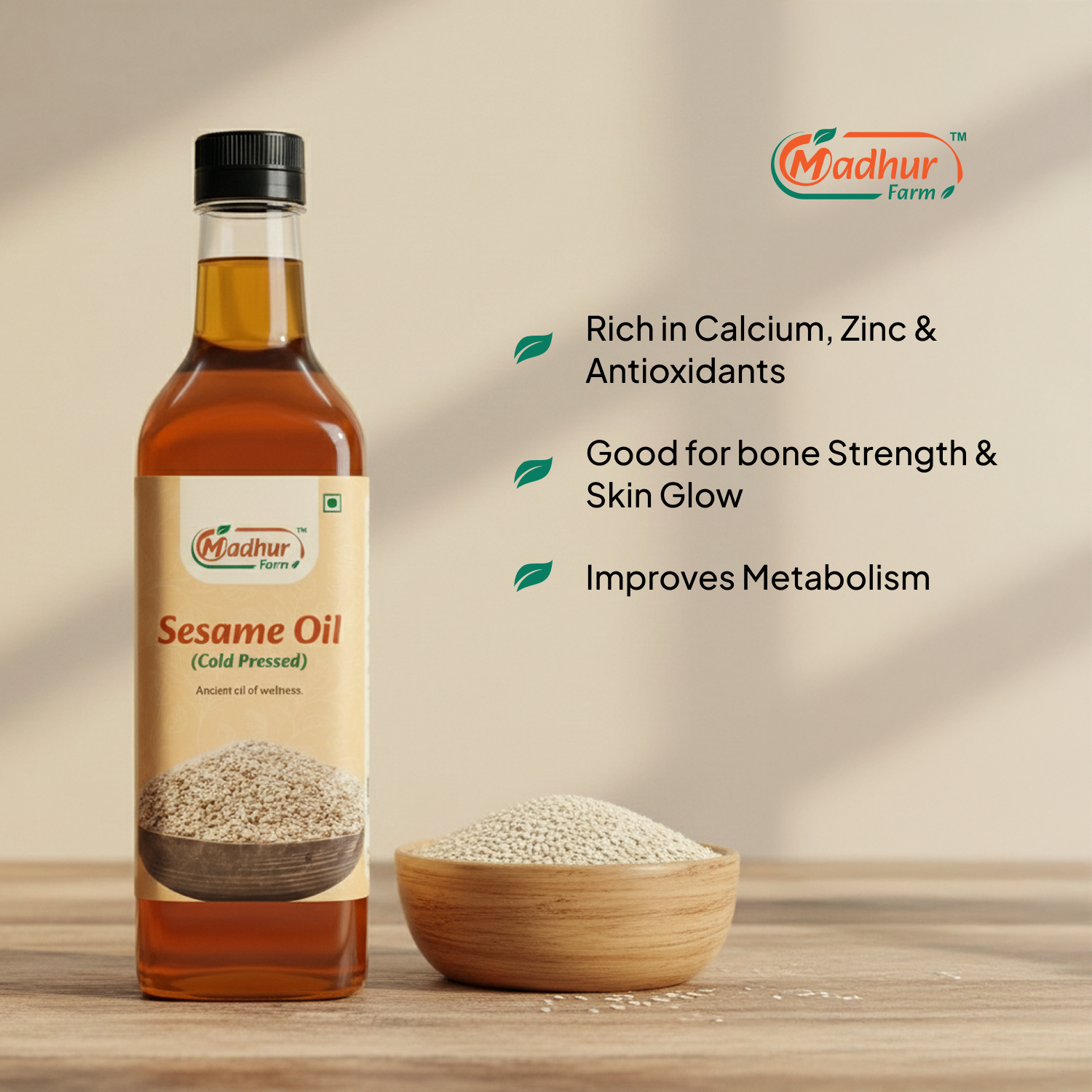 Madhurfarm Woodpress Sesame Oil 1 Liter